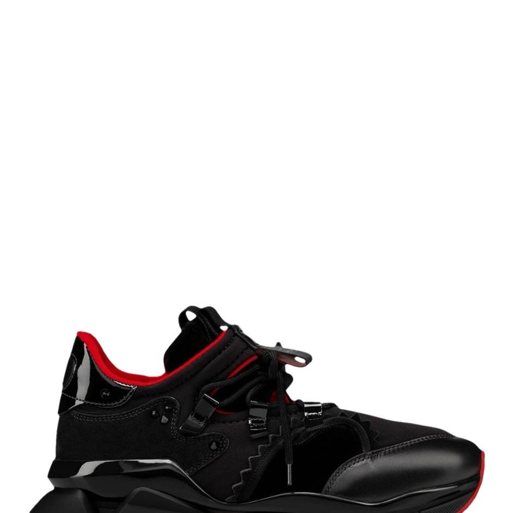 Christian Louboutin Men's Black and Red Low-Top Sneakers